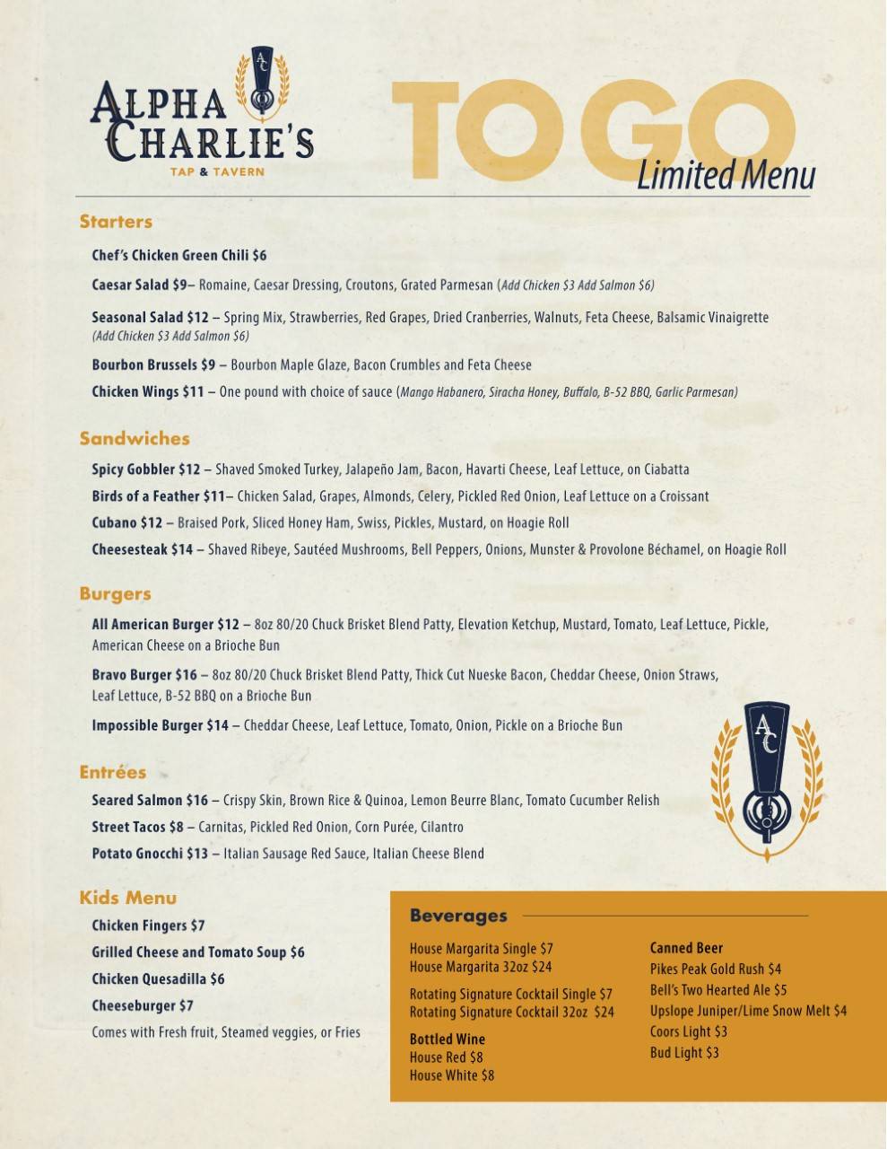 Alpha Charlies Tap & Tavern | restaurant | 6631 S Peoria St Suite 100, Centennial, CO 80111, USA | 7206275354 OR +1 720-627-5354