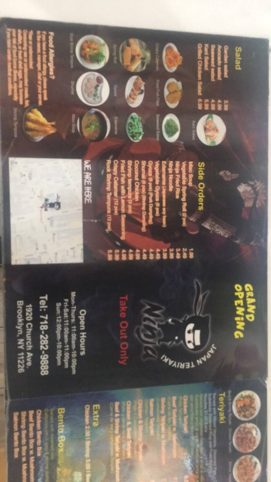 Ninja Japan Teriyaki & Sushi | restaurant | 1920 Church Ave, Brooklyn, NY 11226, USA | 7182829888 OR +1 718-282-9888