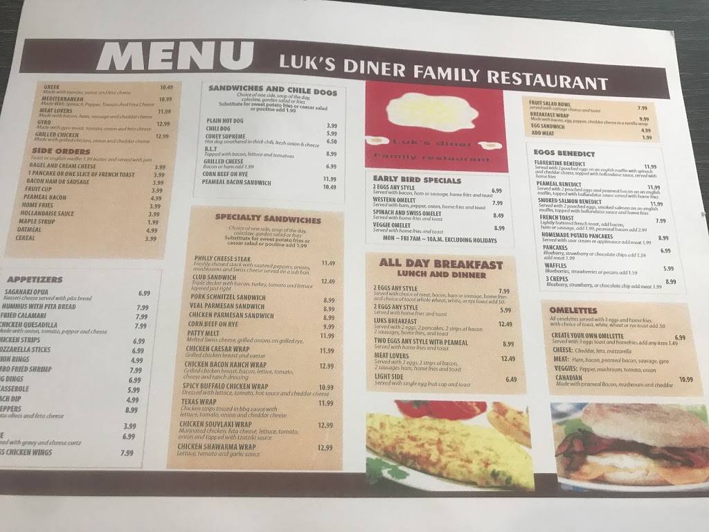 Luks Diner | restaurant | 2501 Guelph Line, Burlington, ON L7M 2A3, Canada | 9053326203 OR +1 905-332-6203