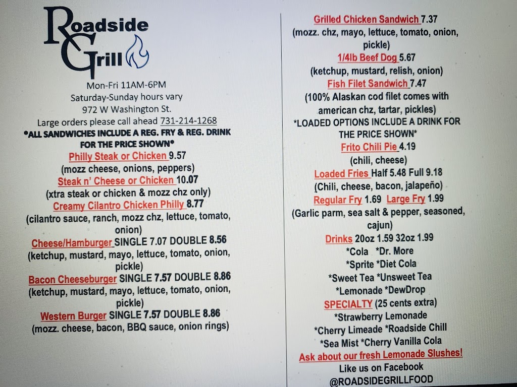 Roadside Grill | restaurant | 972 W Washington St Suite G, Camden, AR 71701, USA | 7312141268 OR +1 731-214-1268