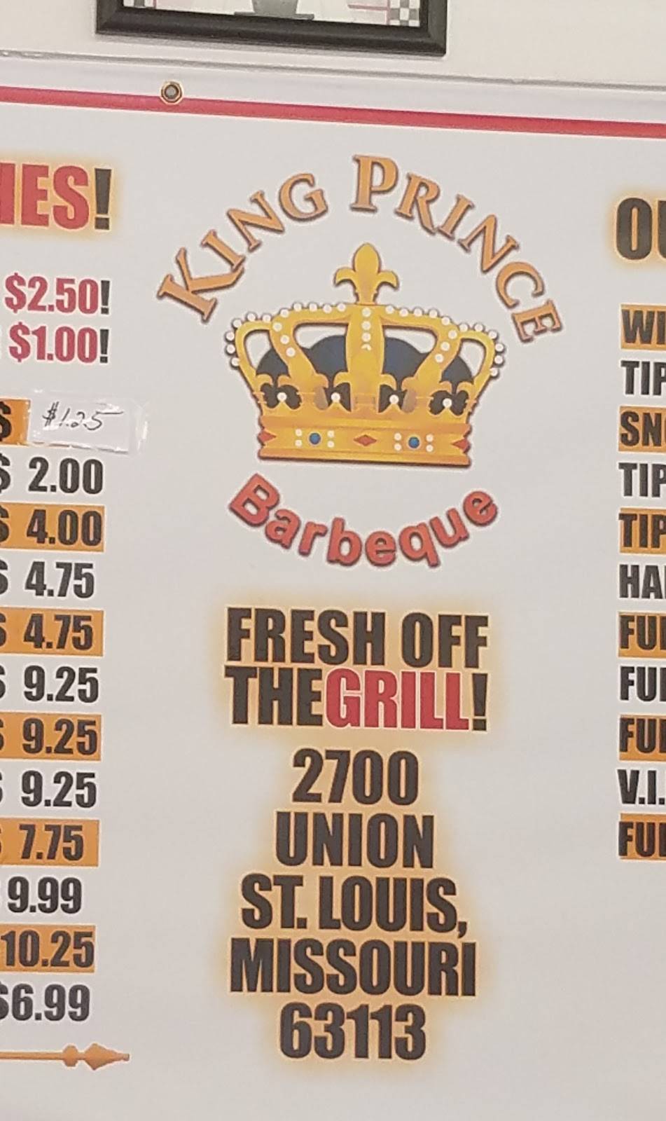 King PRINCE BAR B QUE | restaurant | 2700 Union Blvd, St. Louis, MO 63113, USA | 3144058550 OR +1 314-405-8550