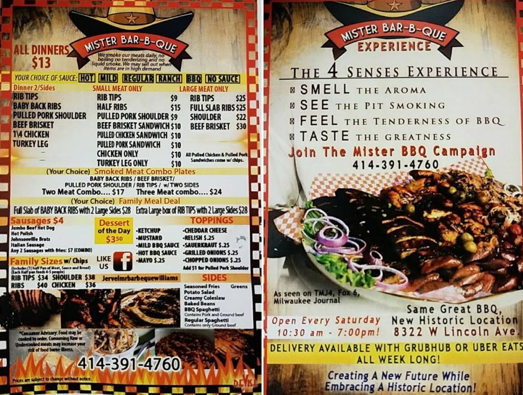 Mister Bar-B-Que | restaurant | 8322 W Lincoln Ave, West Allis, WI 53219, USA | 4143914760 OR +1 414-391-4760