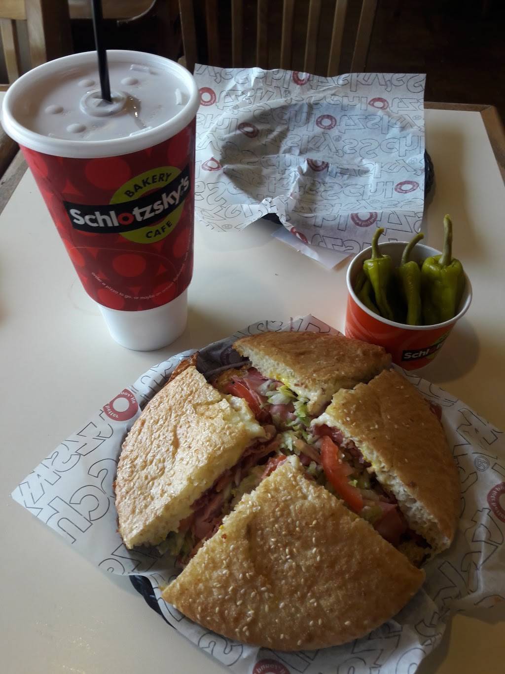 Schlotzskys | bakery | 111 W William Cannon Dr Ste 202, Austin, TX 78745, USA | 5124622222 OR +1 512-462-2222