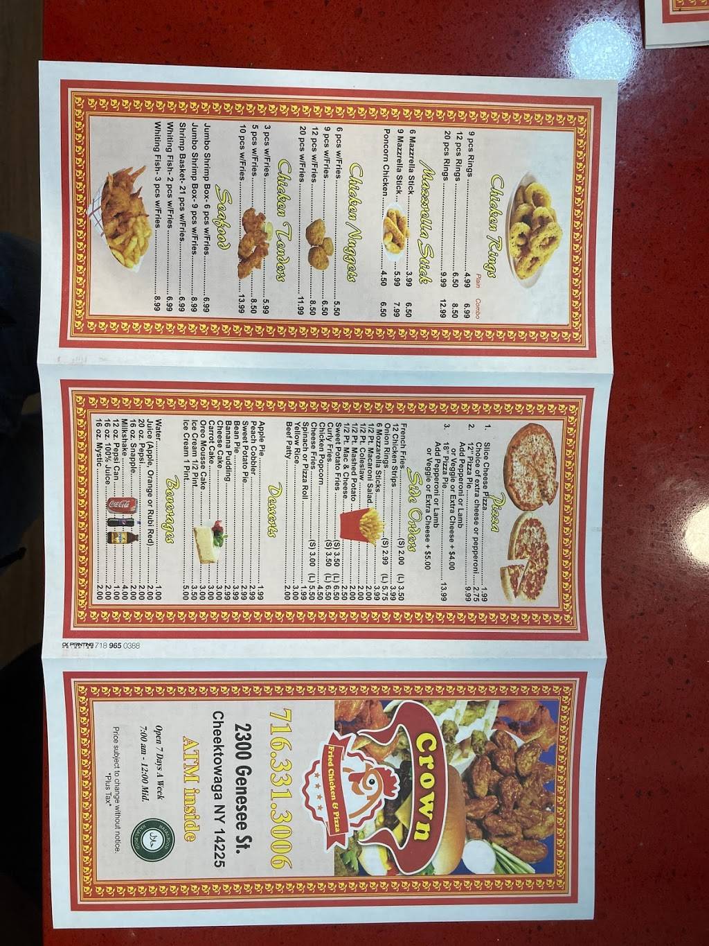 Halal crown fried chicken & pizza | restaurant | 2300 Genesee St, Cheektowaga, NY 14225, USA | 7163313006 OR +1 716-331-3006