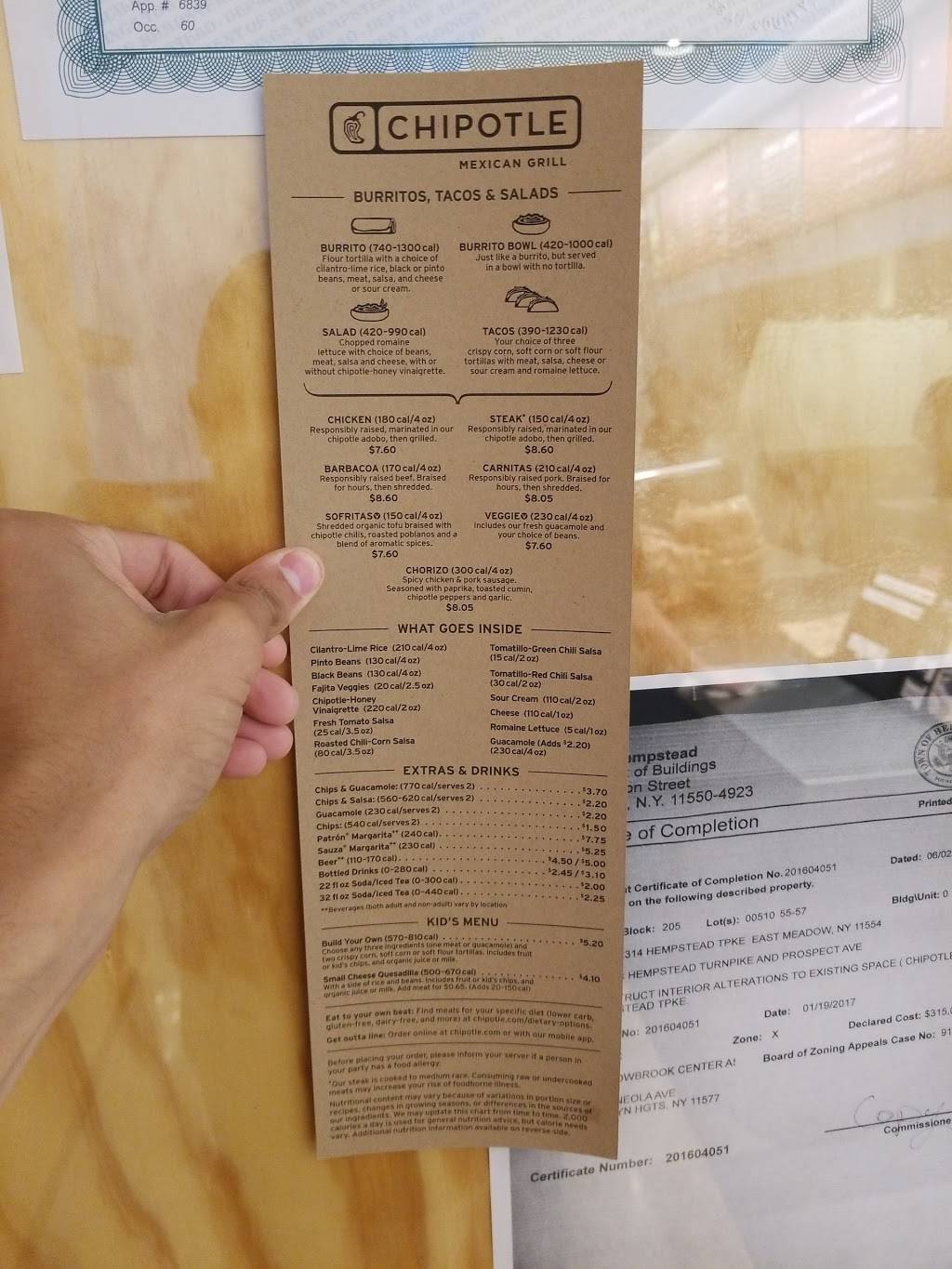 Chipotle Mexican Grill | restaurant | 2312 Hempstead Turnpike, East Meadow, NY 11554, USA | 5167960460 OR +1 516-796-0460