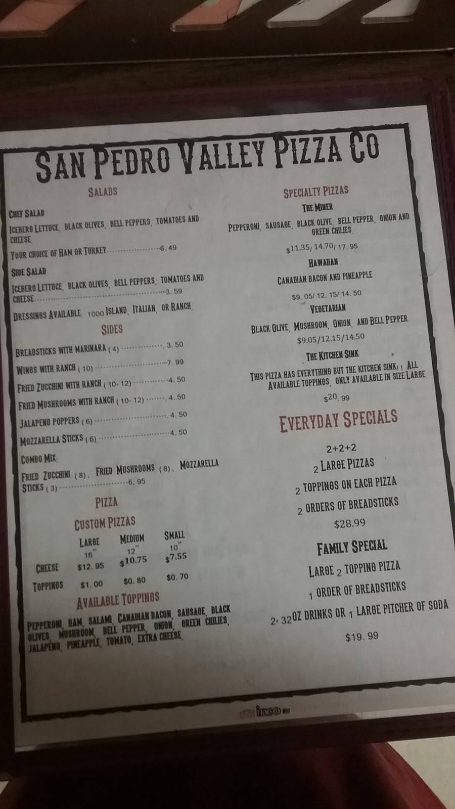 San Pedro Valley Pizza Co | meal delivery | 326 S Alta Vista, San Manuel, AZ 85631, USA | 5203852041 OR +1 520-385-2041