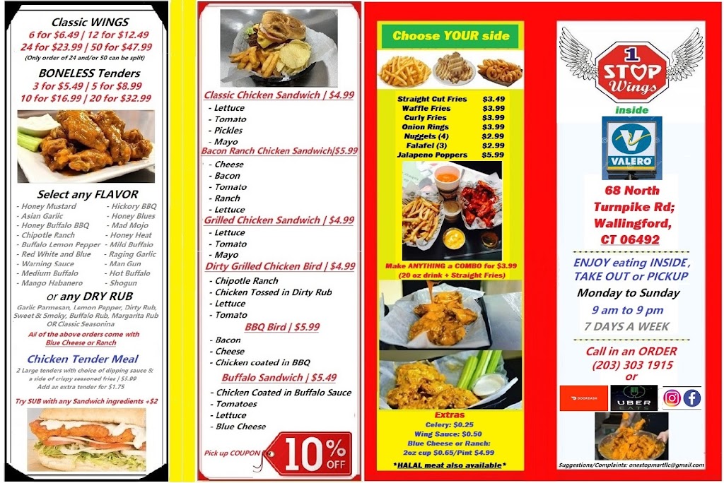 1 STOP WINGS | restaurant | 68 N Turnpike Rd, Wallingford, CT 06492, USA | 2033031915 OR +1 203-303-1915