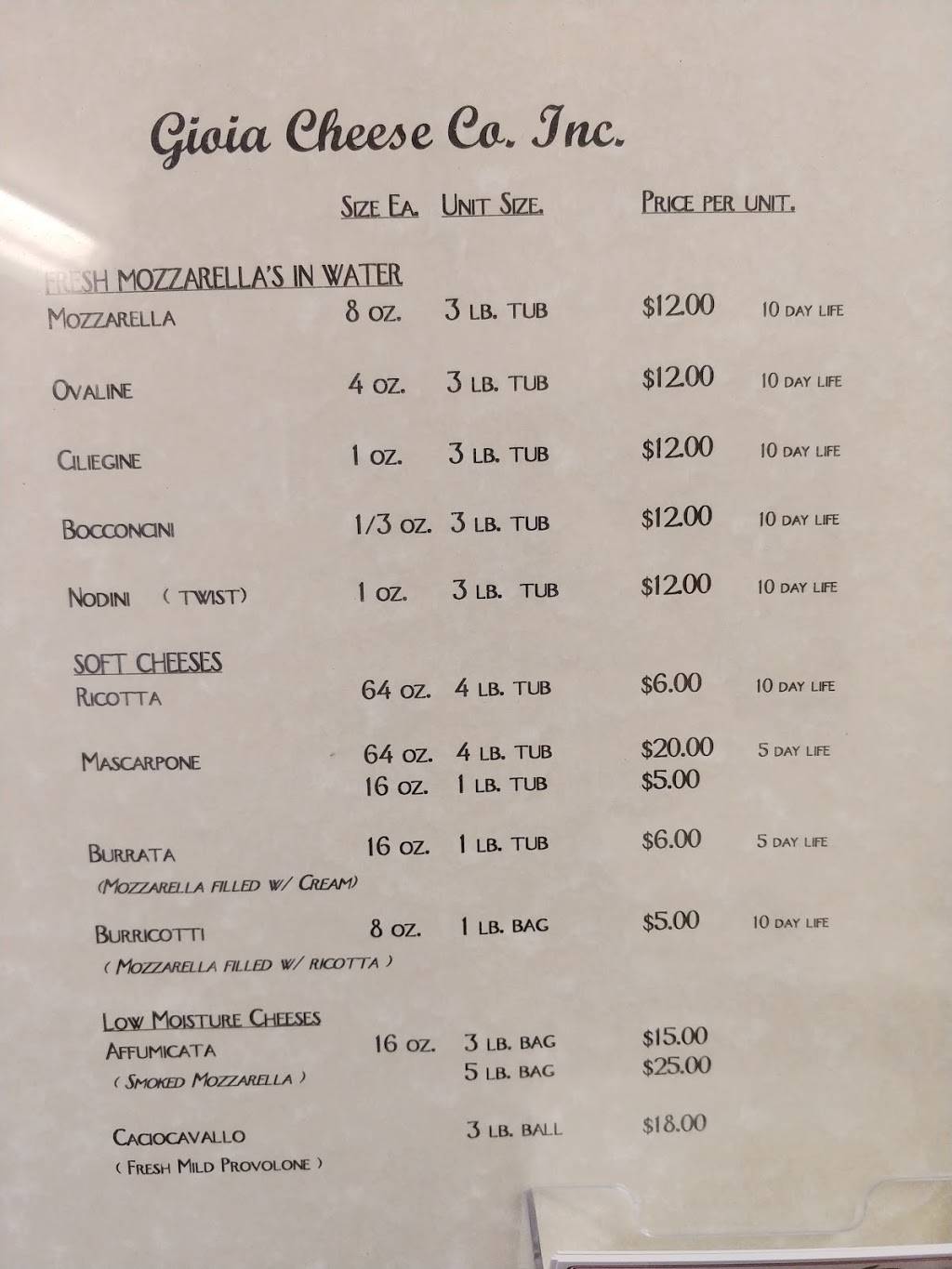 Gioia Cheese Co | restaurant | 1605 Potrero Ave, South El Monte, CA 91733, USA | 6264446015 OR +1 626-444-6015