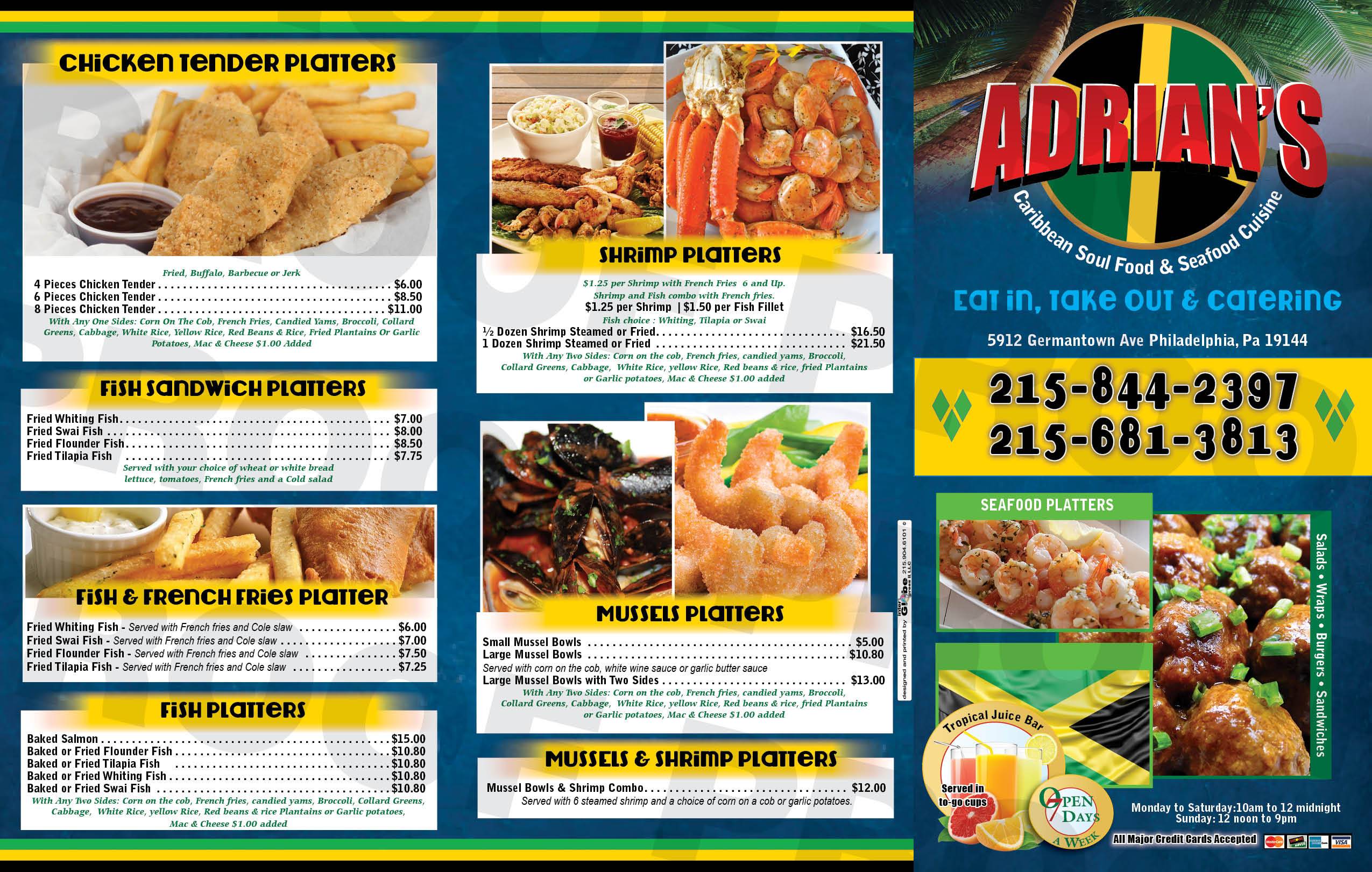 Adrians Caribbean American Restaurant | restaurant | 5912 Germantown Ave, Philadelphia, PA 19144, USA | 2158442397 OR +1 215-844-2397