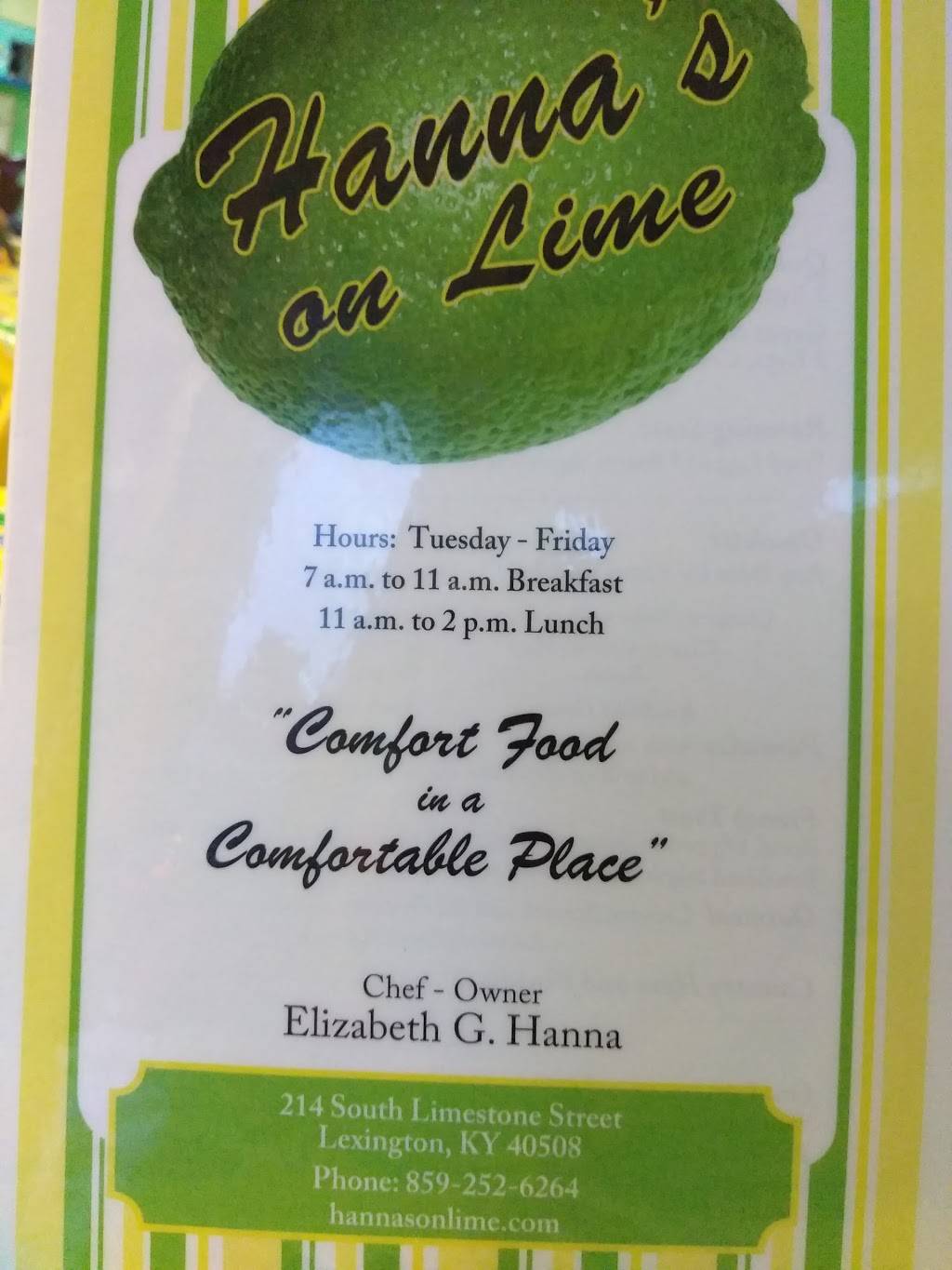 Hannas On Lime | restaurant | 214 S Limestone, Lexington, KY 40508, USA | 8592526264 OR +1 859-252-6264