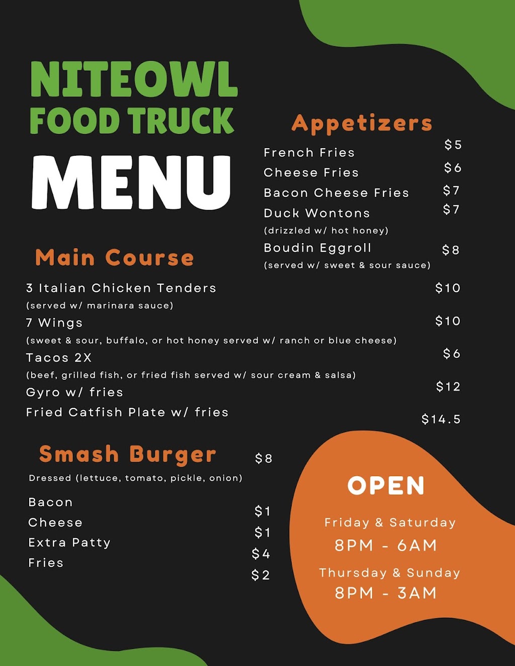 NiteOwl Food Truck | restaurant | 152 W Harrison Ave, New Orleans, LA 70124, USA | 5043541581 OR +1 504-354-1581