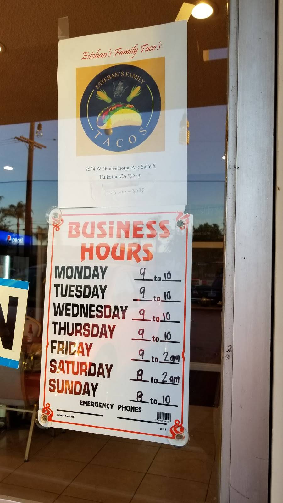 Estebans Family Tacos Taqueria | restaurant | 2634 W Orangethorpe Ave # 5, Fullerton, CA 92833, USA | 7145193933 OR +1 714-519-3933