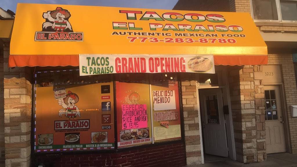 Tacos El Paraiso | restaurant | 3225 N Harlem Ave, Chicago, IL 60634, USA | 7732838780 OR +1 773-283-8780