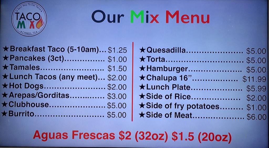 Taco Mix | restaurant | 17102 W Little York Rd, Houston, TX 77084, USA | 7137754585 OR +1 713-775-4585