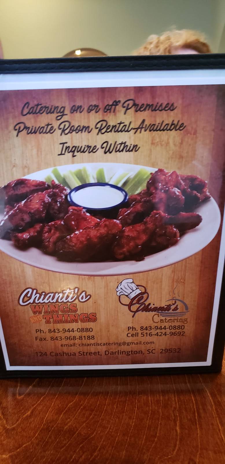 Chianti’s Wings and Things | restaurant | 124 Cashua St, Darlington, SC 29532, USA | 8439440880 OR +1 843-944-0880