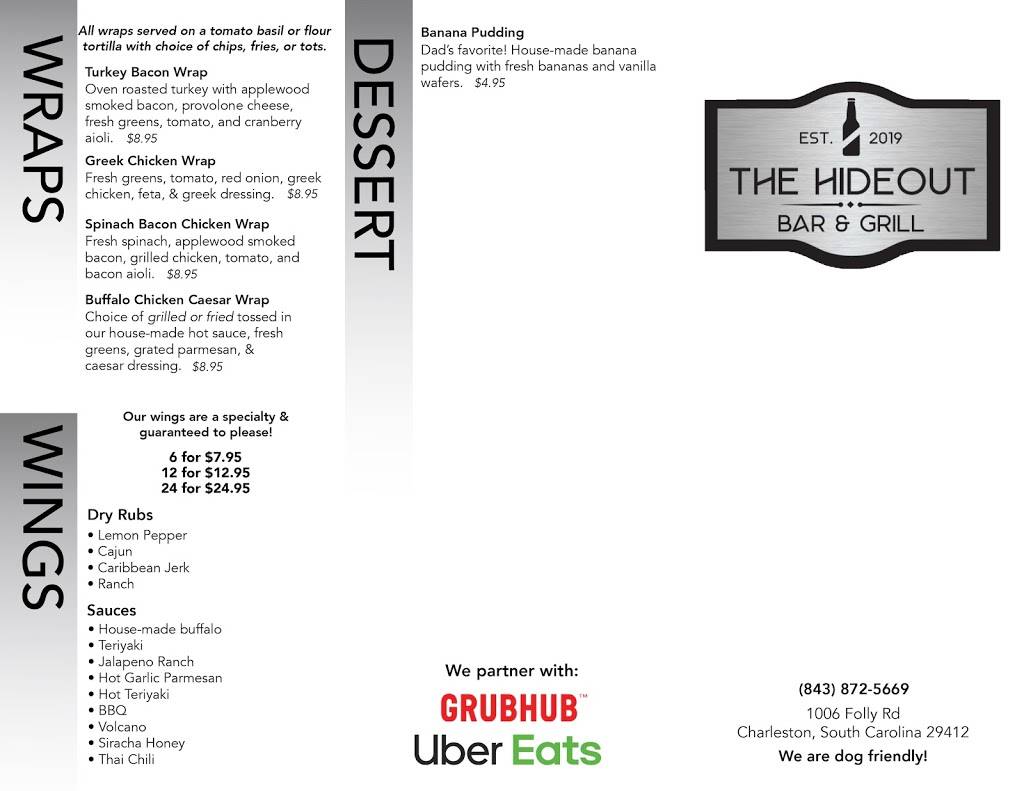 The Hideout | restaurant | 1006 Folly Rd, Charleston, SC 29412, USA | 8438725669 OR +1 843-872-5669