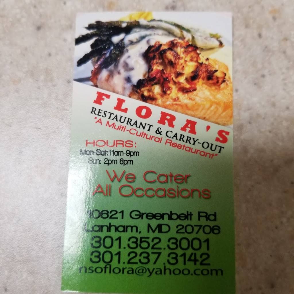 Floras Restaurant & Carryout | restaurant | 10621 Greenbelt Rd, Lanham, MD 20706, USA | 3013523001 OR +1 301-352-3001