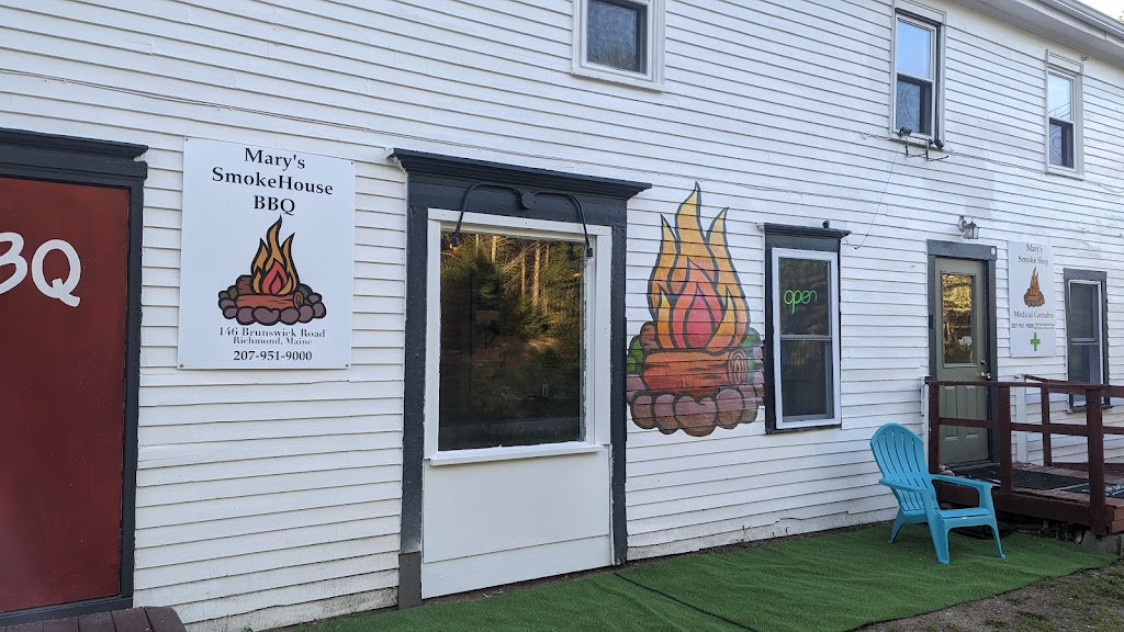 Marys Smokehouse Dispensary BBQ. Medical Cannabis & Restaurant | restaurant | 146 Brunswick Rd, Richmond, ME 04357, USA | 2079519000 OR +1 207-951-9000