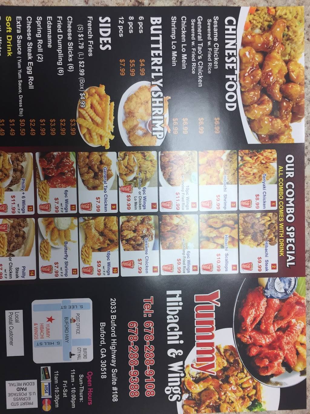 Yummy Hibachi & Wings | meal takeaway | 2033 Buford Hwy NE suit#108, Buford, GA 30518, USA | 6782889108 OR +1 678-288-9108