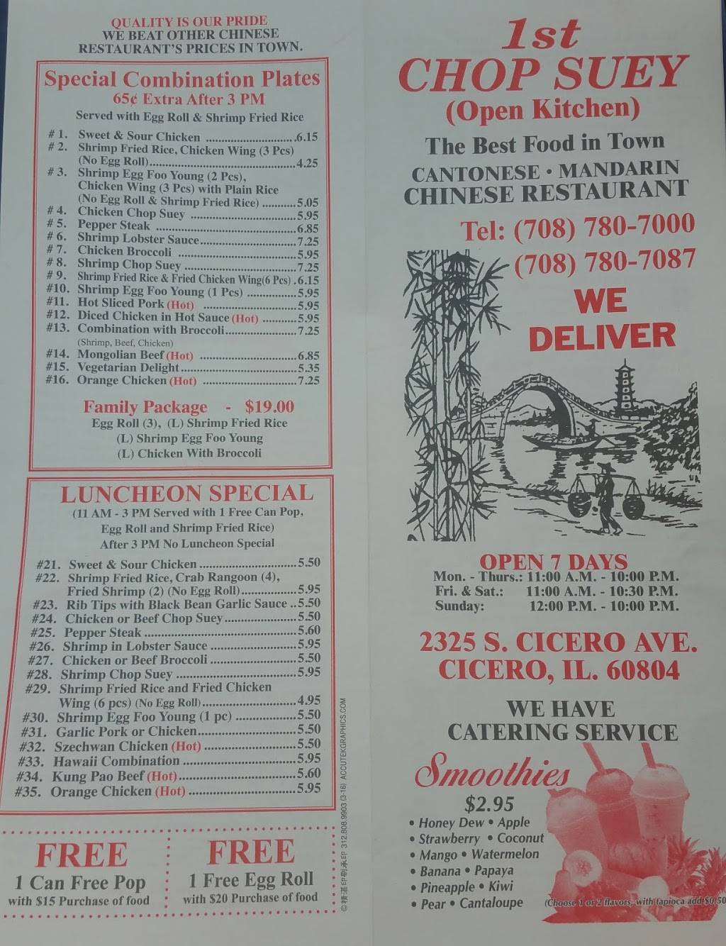 First Chop Suey | restaurant | 2325 S Cicero Ave, Cicero, IL 60804, USA | 7087807000 OR +1 708-780-7000