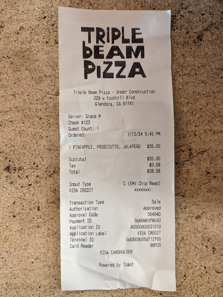 Triple Beam Pizza | restaurant | 229 W Foothill Blvd, Glendora, CA 91741, USA | 6266892023 OR +1 626-689-2023