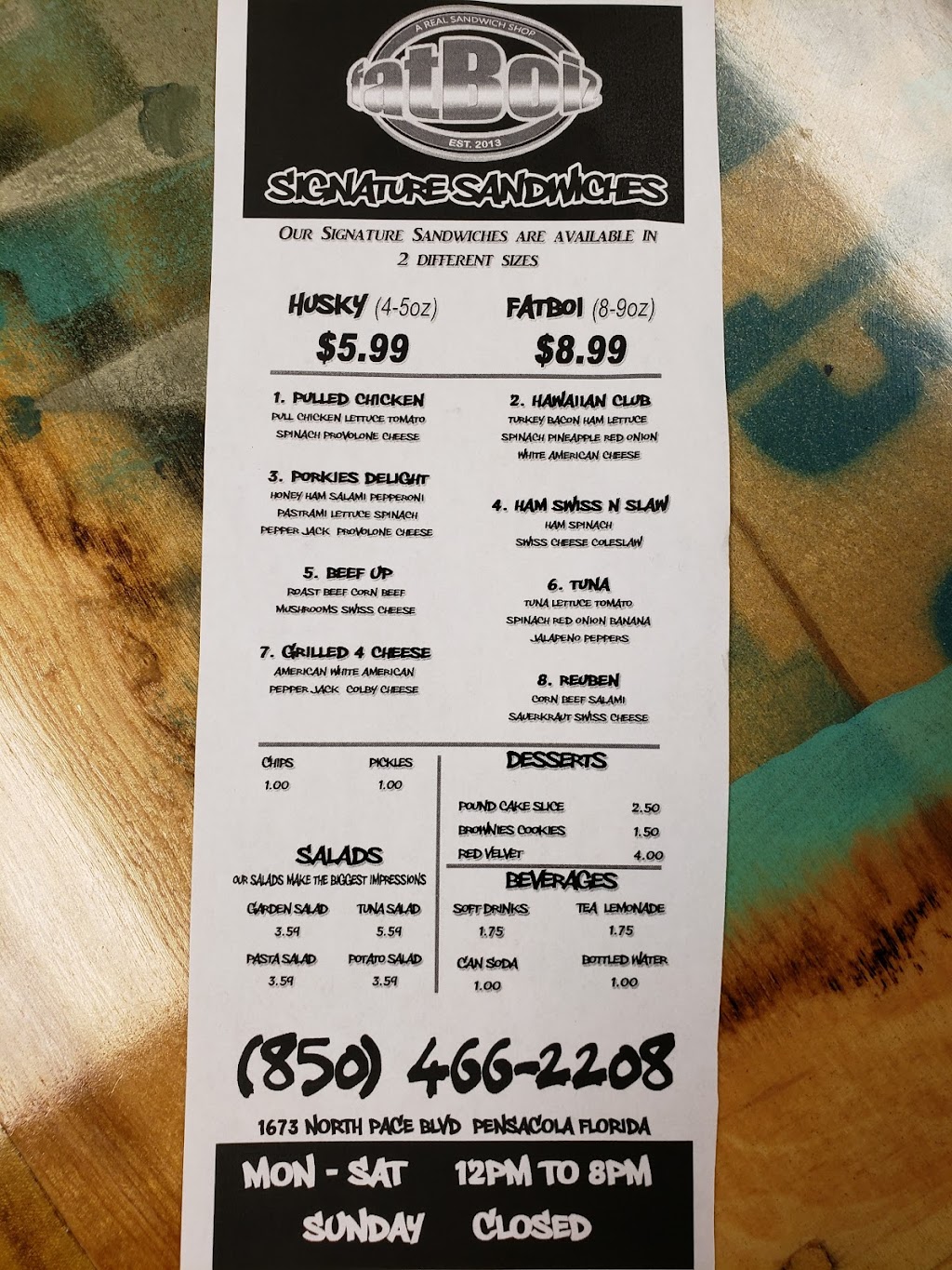 Fatboiz | restaurant | 1673 N Pace Blvd, Pensacola, FL 32505, USA | 8504662208 OR +1 850-466-2208