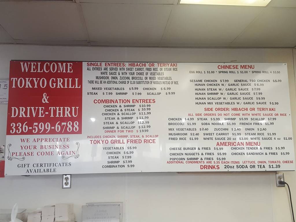 Tokyo Grill | restaurant | 5488 Durham Rd, Roxboro, NC 27574, USA | 3365996788 OR +1 336-599-6788