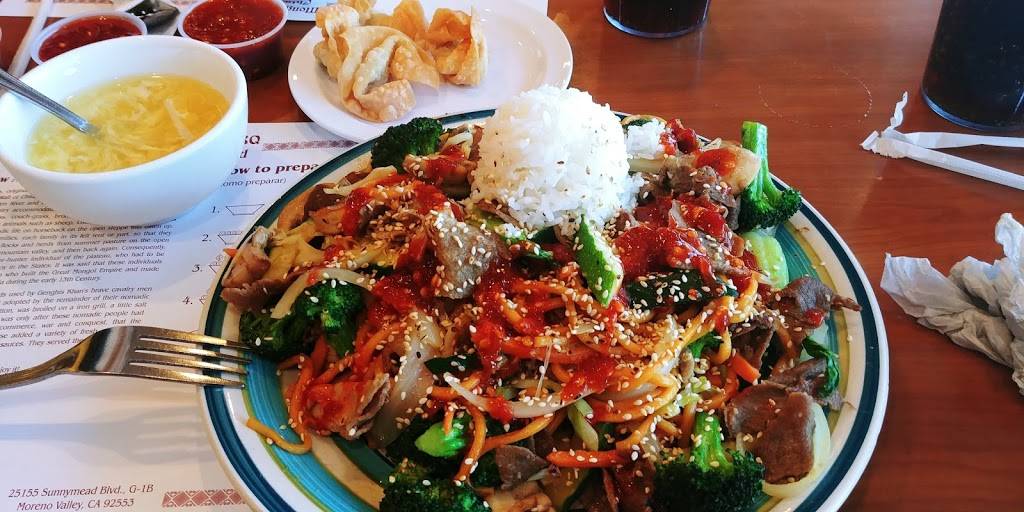 Mongolian BBQ | restaurant | 25155 Sunnymead Boulevard ste g-1b, Moreno Valley, CA 92553, USA | 9514859100 OR +1 951-485-9100