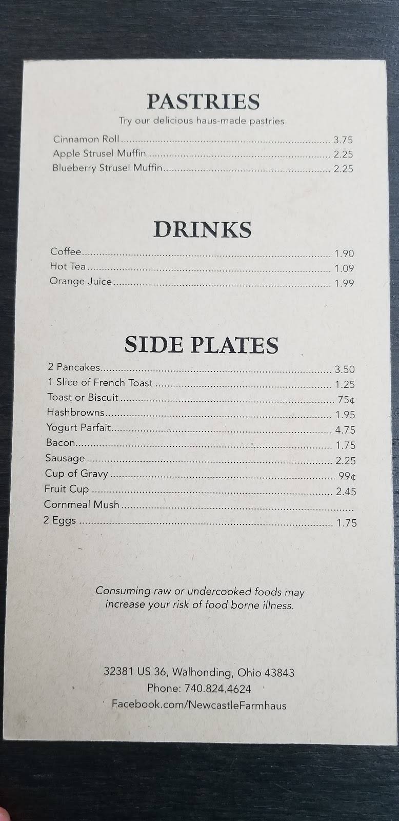 Newcastle Farmhaus | restaurant | 32381 US-36, Walhonding, OH 43843, USA | 7408244624 OR +1 740-824-4624