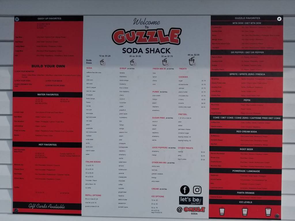 GUZZLE SODA SHACK | restaurant | 188 W 1180 N St, Tooele, UT 84074, USA | 4358432436 OR +1 435-843-2436