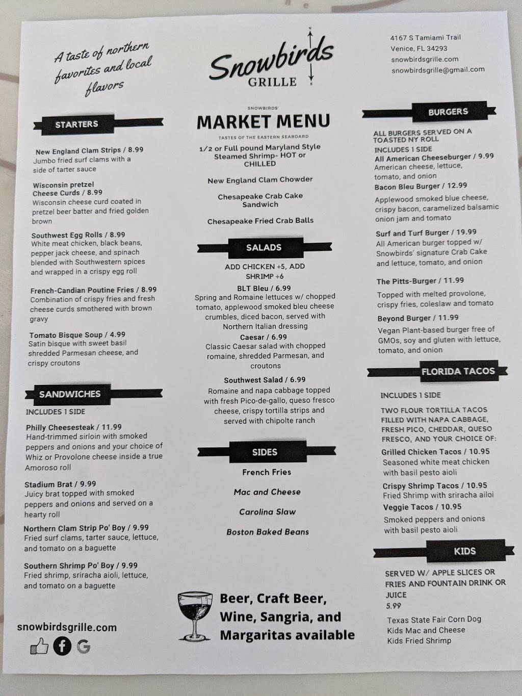 Snowbirds Grille | restaurant | 4167 S Tamiami Trail, Venice, FL 34293, USA | 9414925798 OR +1 941-492-5798