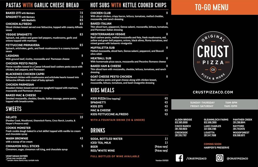 Crust Pizza Co. | restaurant | 9920 Gaston Rd #200, Katy, TX 77494, USA | 2813469527 OR +1 281-346-9527