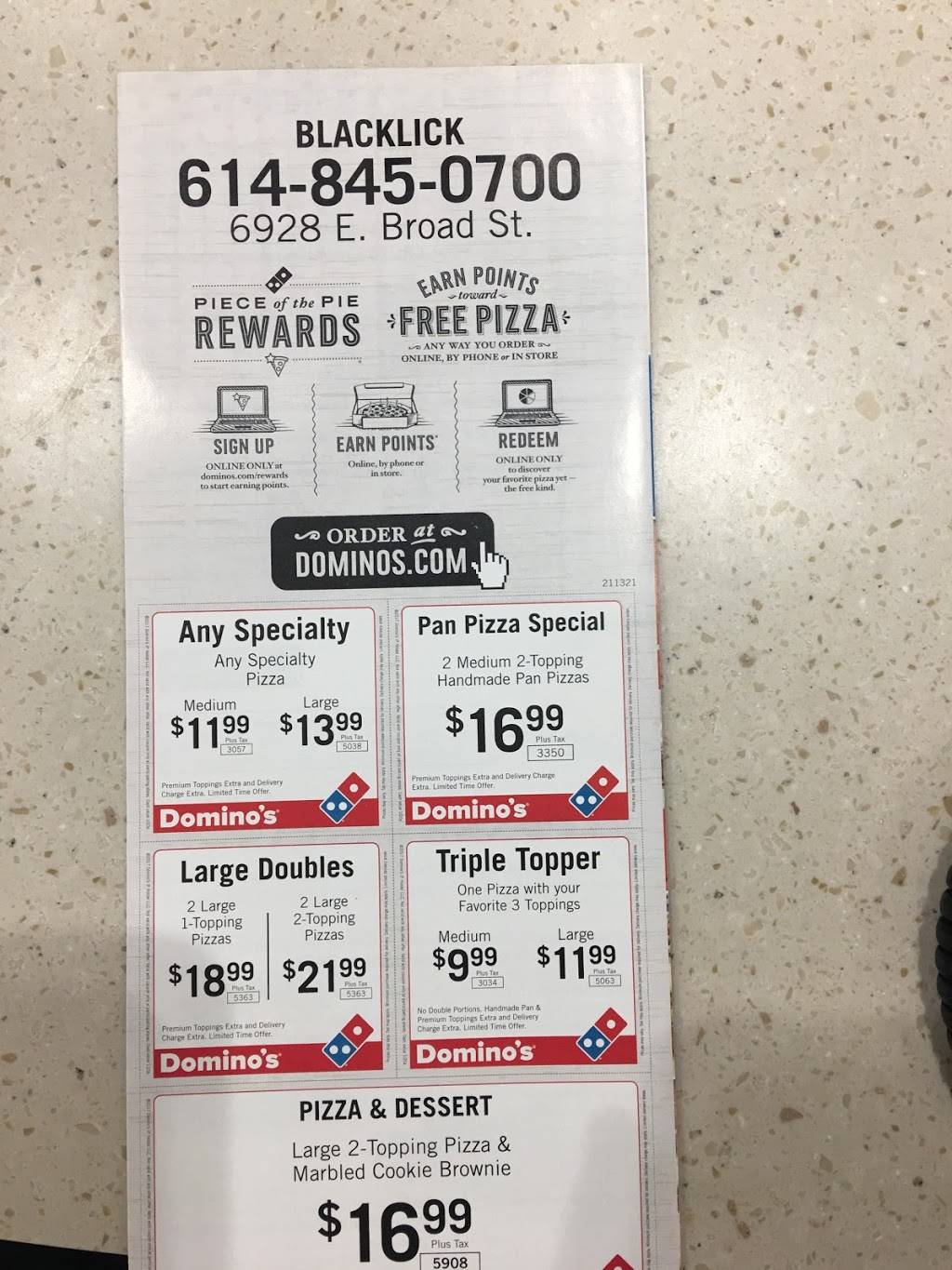 Dominos Pizza | meal delivery | 6928 E Broad St, Columbus, OH 43213, USA | 6148450700 OR +1 614-845-0700