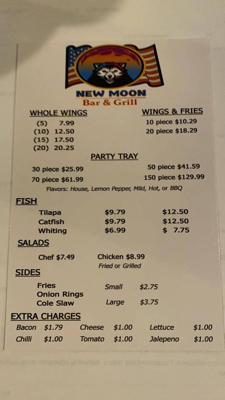 New Moon bar and grill | restaurant | 1343 Dalraida Rd, Montgomery, AL 36109, USA | 3348019981 OR +1 334-801-9981