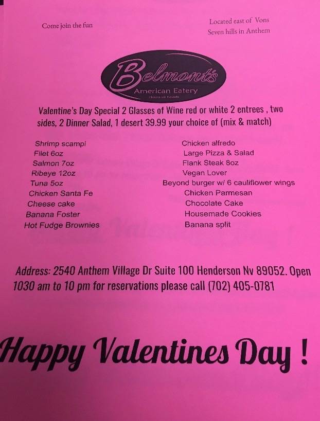 Belmonts American Eatery | restaurant | 2540 Anthem Village Dr suite 100, Henderson, NV 89052, USA | 7024050781 OR +1 702-405-0781