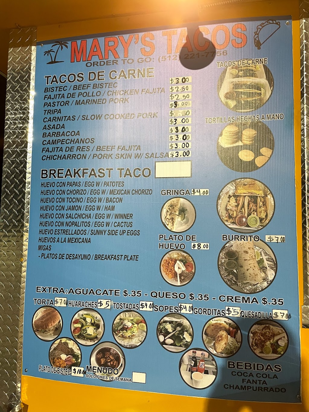 Mary’s tacos | restaurant | 1700 W Anderson Ln, Austin, TX 78757, USA | 5122217756 OR +1 512-221-7756