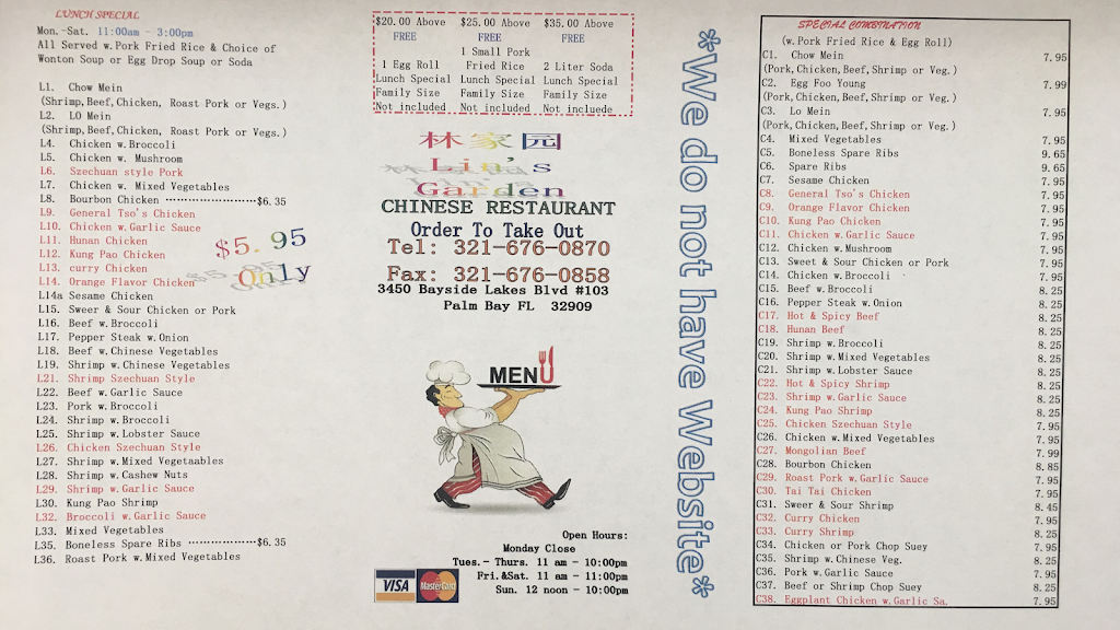 Lins Garden | restaurant | 3450 Bayside Lakes Blvd SE #103, Palm Bay, FL 32909, USA | 3216760870 OR +1 321-676-0870