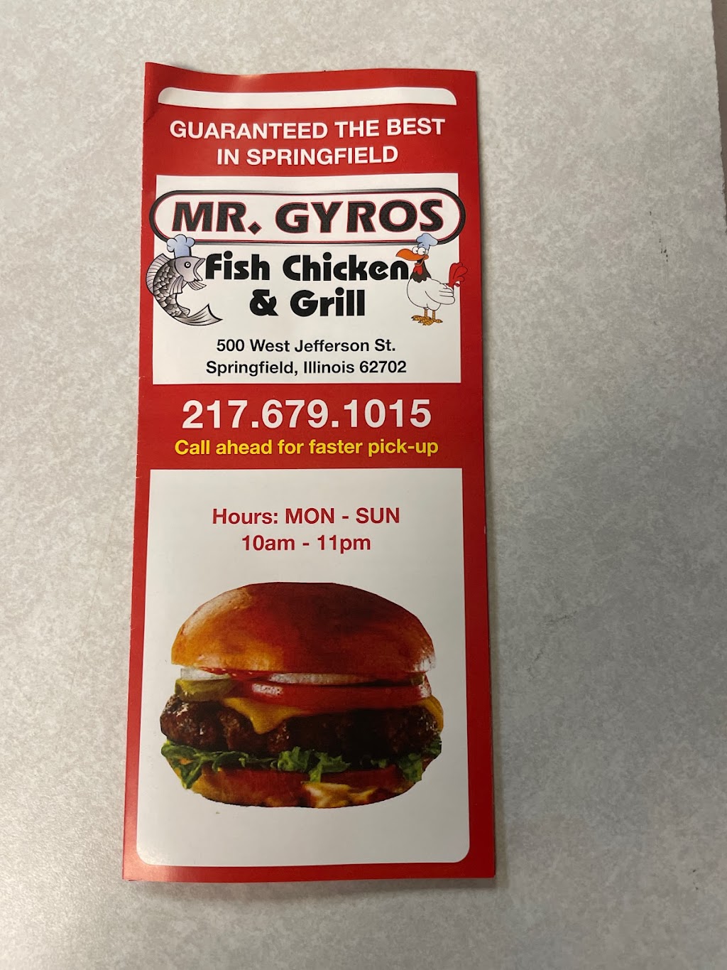 Mr Gyros Jefferson | restaurant | 500 W Jefferson St, Springfield, IL 62702, USA | 2176791015 OR +1 217-679-1015
