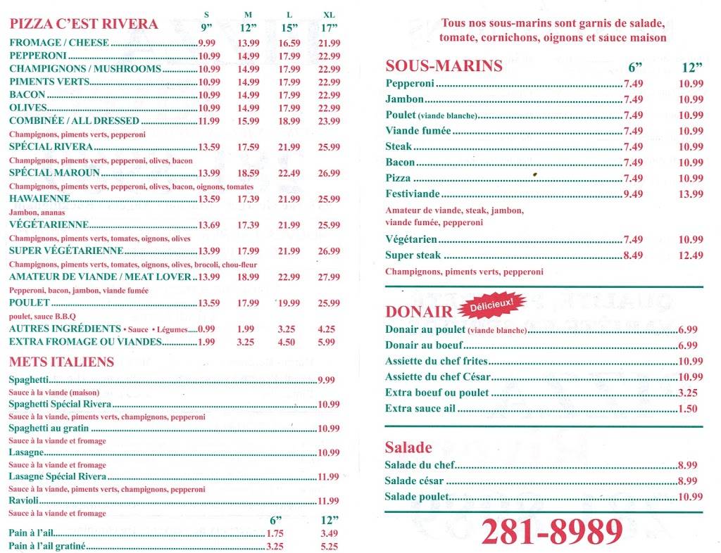 Rivera Pizza Buckingham | restaurant | 937 Rue Georges, Gatineau, QC J8L 2E4, Canada | 8192818989 OR +1 819-281-8989