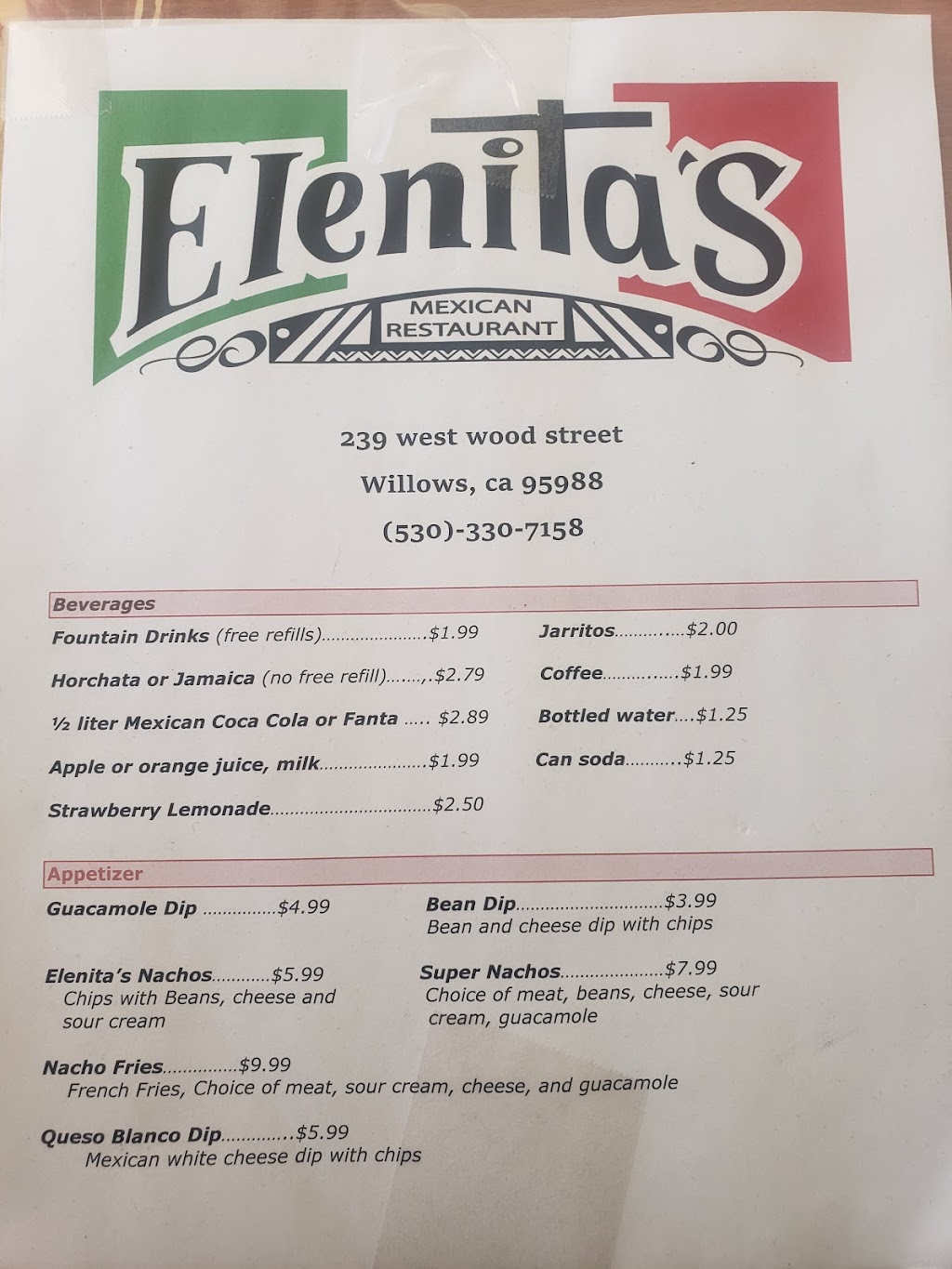 Elenitas Mexican Restaurant | restaurant | 239 W Wood St, Willows, CA 95988, USA | 5303307158 OR +1 530-330-7158