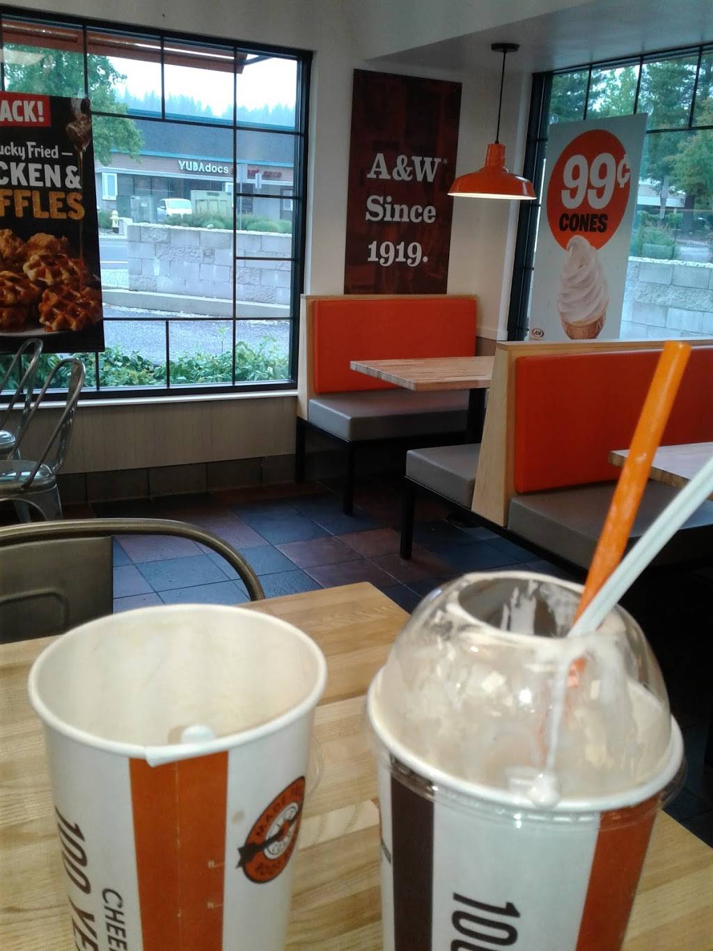 A&W | restaurant | 1983 Nevada City Hwy, Grass Valley, CA 95945, USA | 5302731001 OR +1 530-273-1001