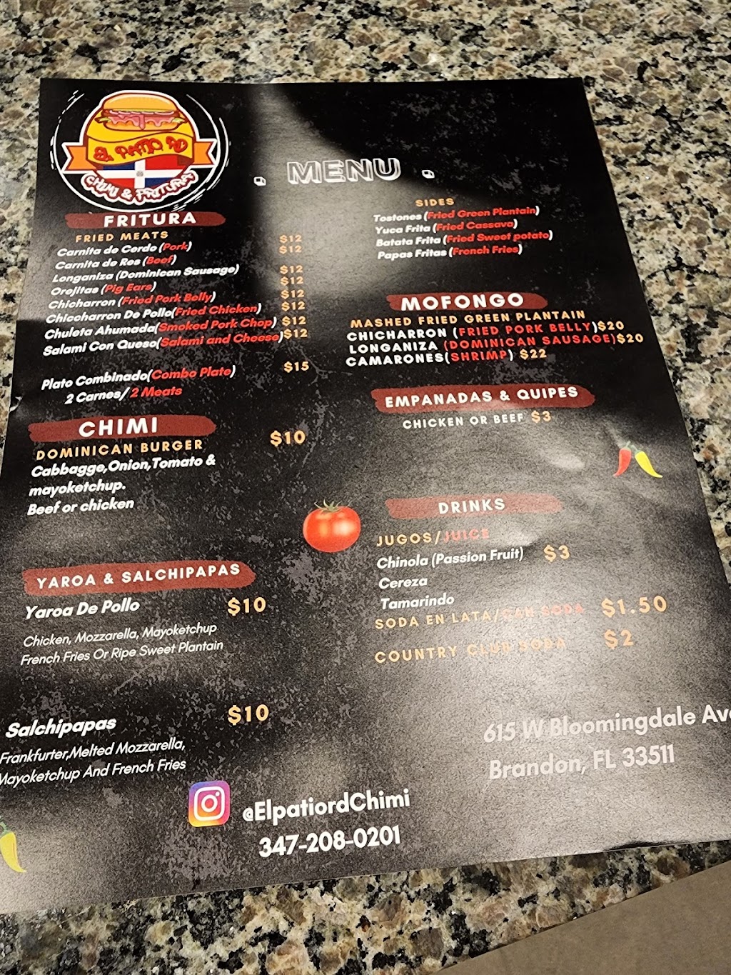 El Patio RD Chimi | restaurant | 615 W Bloomingdale Ave, Brandon, FL 33511, USA | 3472080201 OR +1 347-208-0201