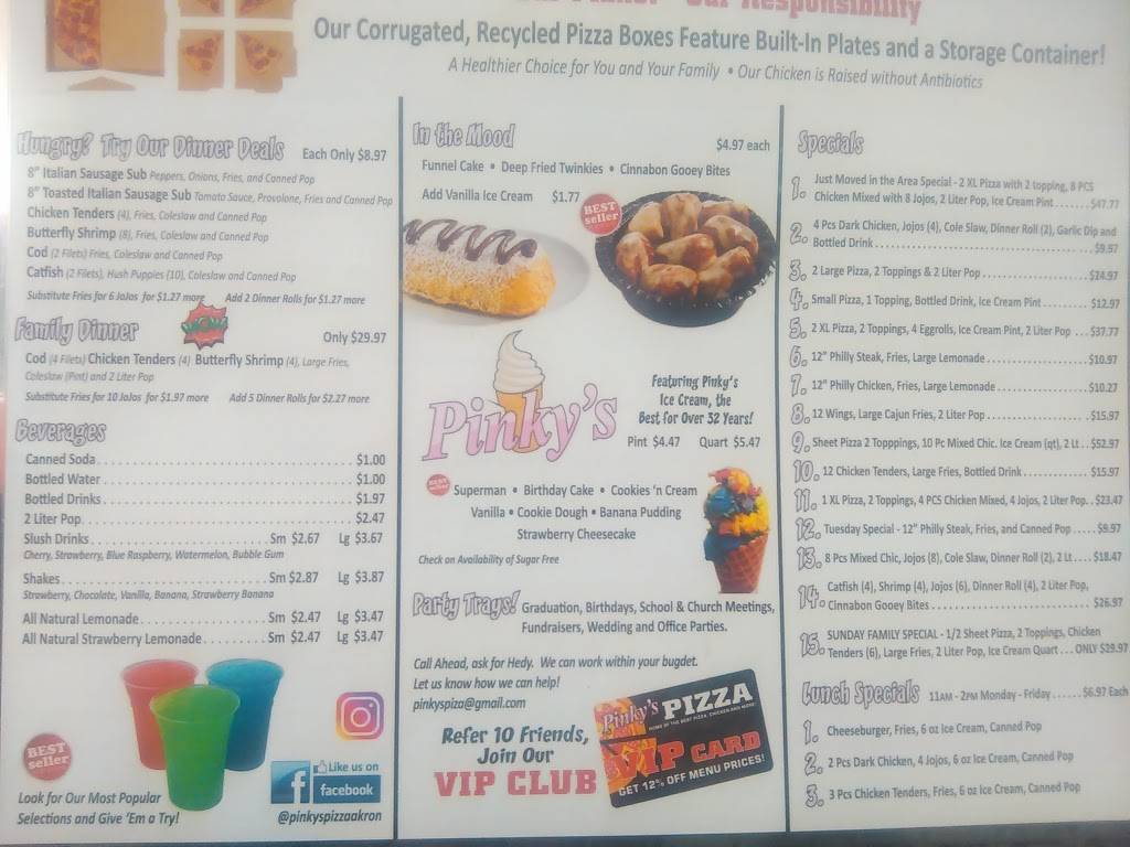 Pinkys Pizza | restaurant | 765 E Archwood Ave, Akron, OH 44306, USA | 3307853014 OR +1 330-785-3014