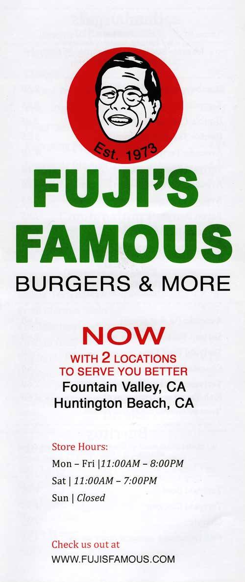 Fujis Famous Burger | restaurant | 15885 Gothard St, Huntington Beach, CA 92647, USA | 7148916066 OR +1 714-891-6066