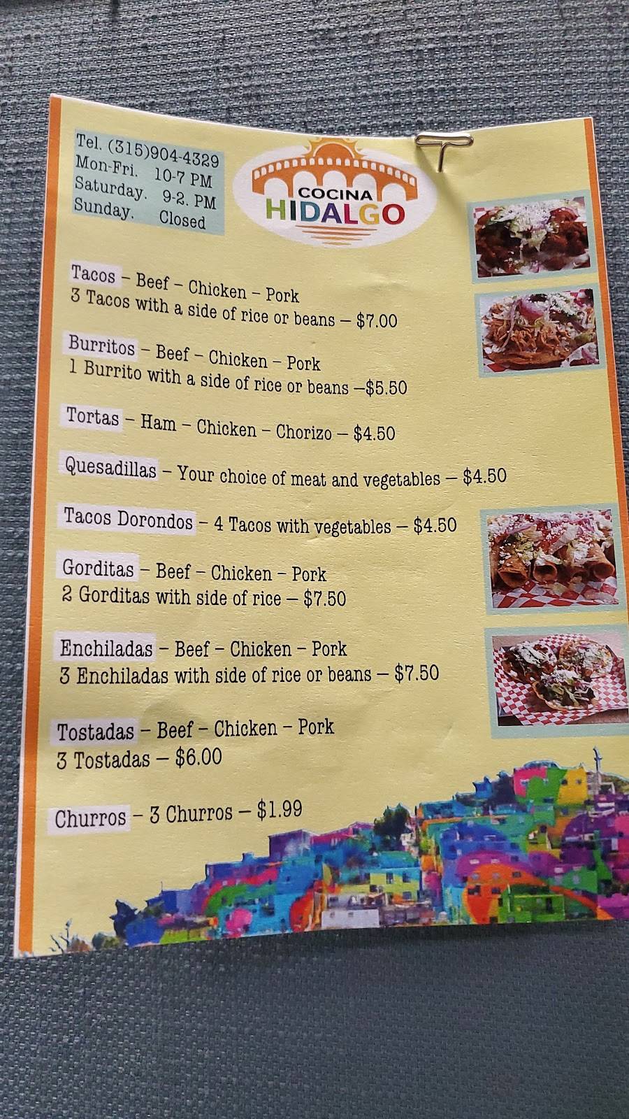 Cocina Hidalgo | restaurant | 3885 NY-104, Williamson, NY 14589, USA | 3159044329 OR +1 315-904-4329