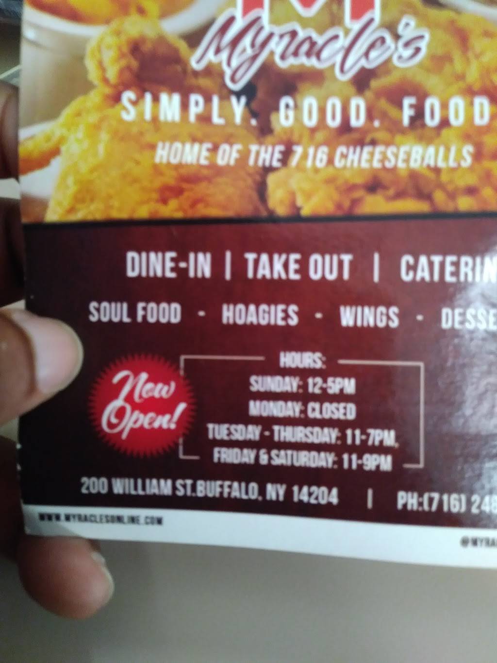 Myracles restaurant | restaurant | 200 William St, Buffalo, NY 14204, USA | 7162481228 OR +1 716-248-1228