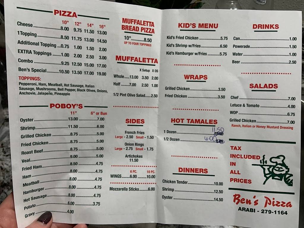 Bens Pizza | meal delivery | 7417 St Claude Ave, Arabi, LA 70032, USA | 5042791164 OR +1 504-279-1164