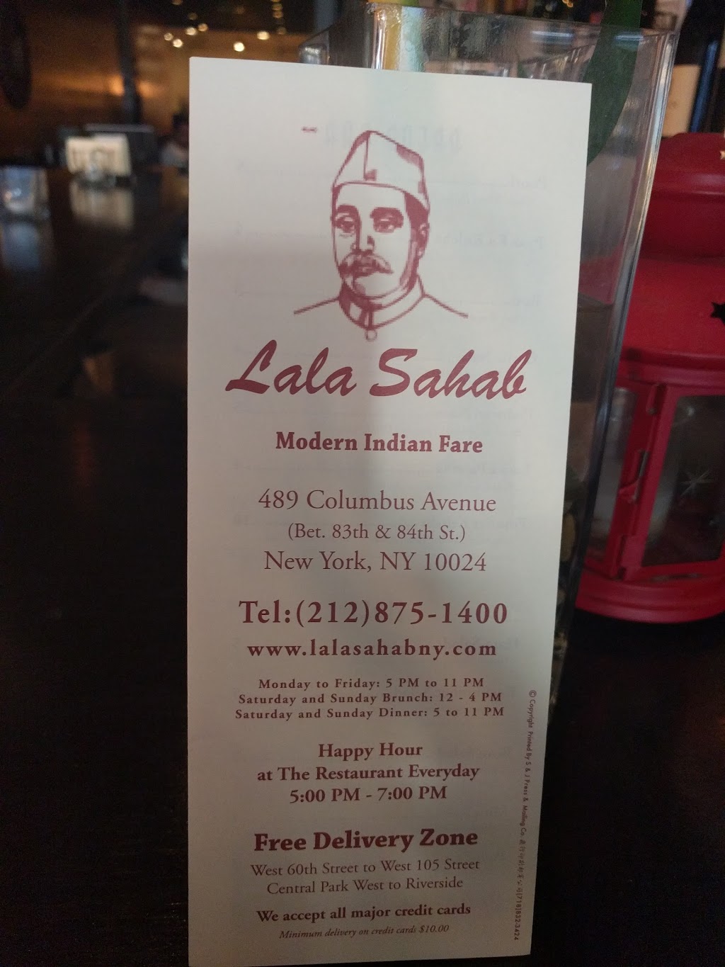 Lala Sahab | restaurant | 489 Columbus Ave, New York, NY 10024, USA | 2128751400 OR +1 212-875-1400