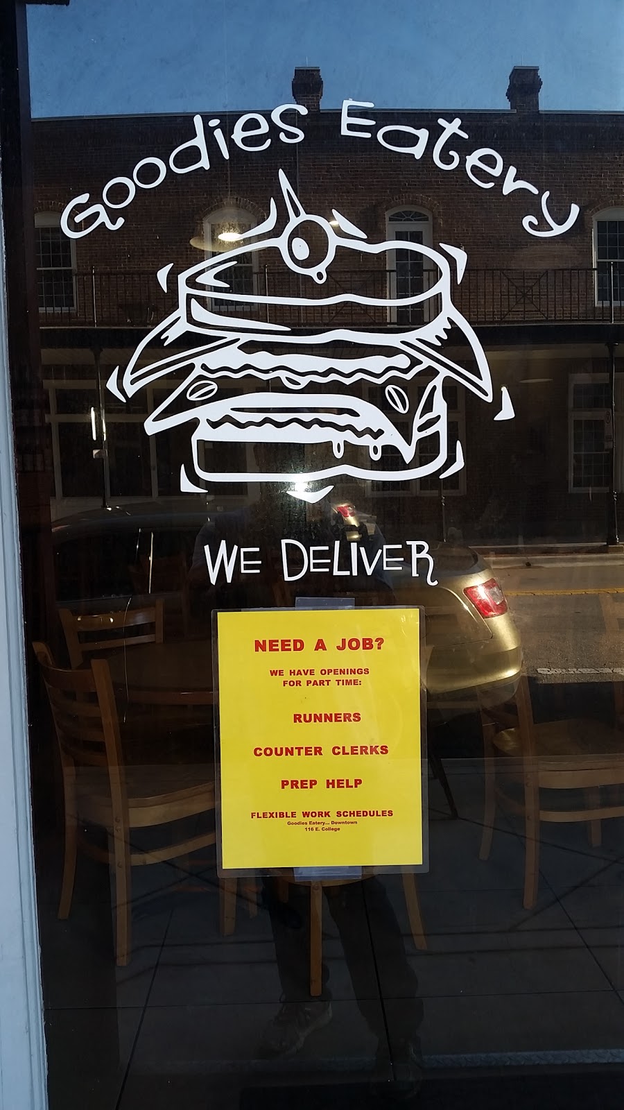 Goodies Eatery | restaurant | 116 E College Ave, Tallahassee, FL 32301, USA | 8506813888 OR +1 850-681-3888