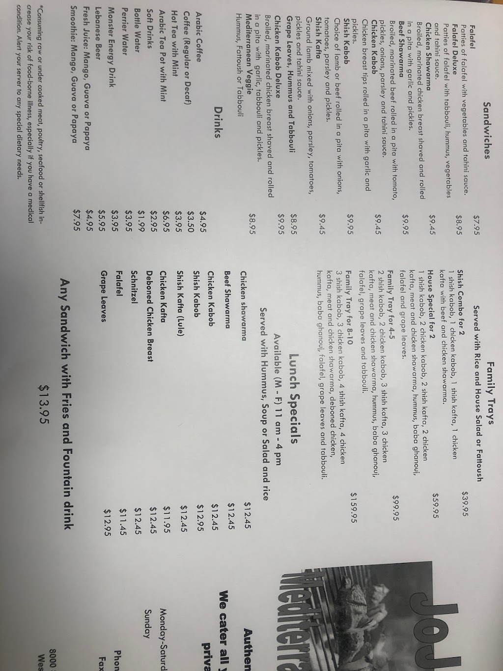 JoJos Mediterranean Grill | restaurant | 8000 Sunset Blvd Suite B130, West Hollywood, CA 90046, USA | 3238225555 OR +1 323-822-5555